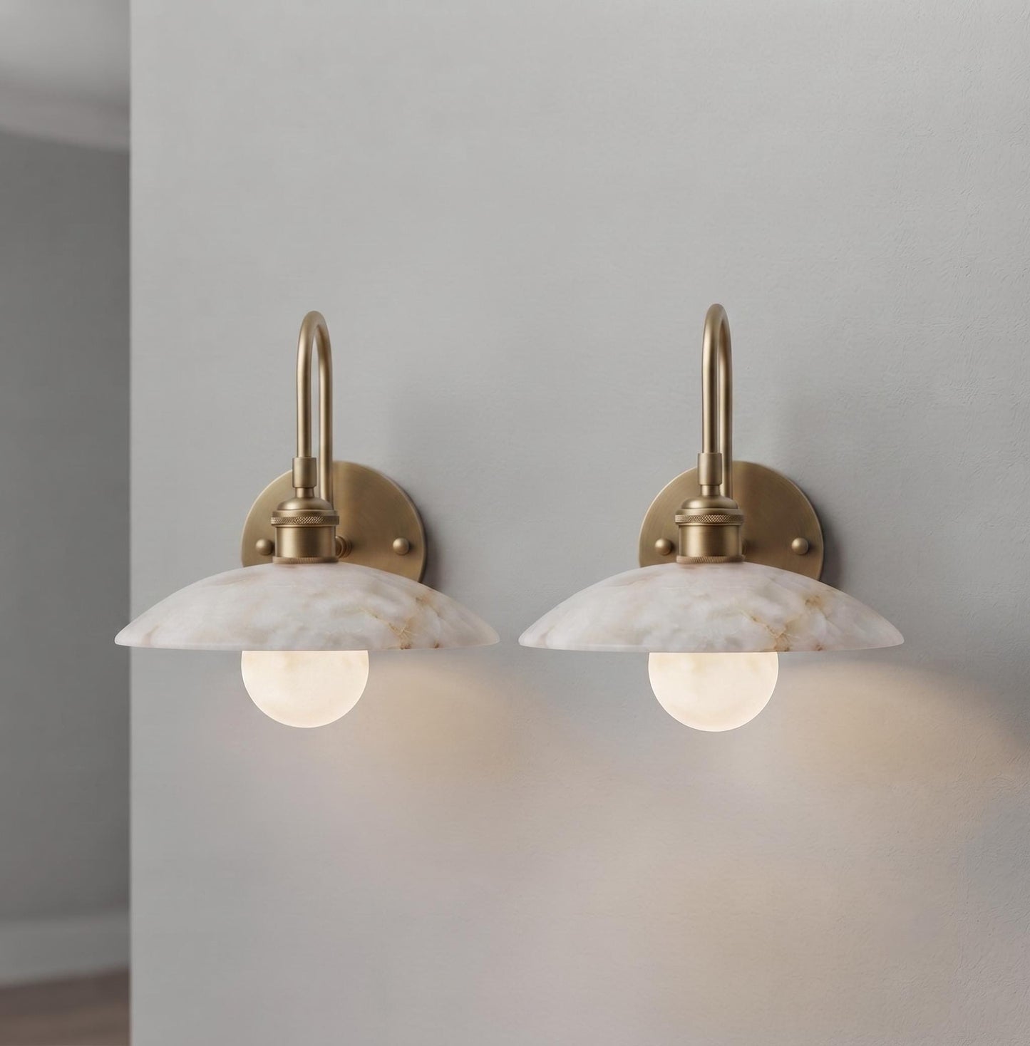 Alabaster Wall Sconce, Brass Wall Lamp, Modern Bathroom Vanity Light, Mid Century Wall Light, Luxury Bedroom Hallway Sconce