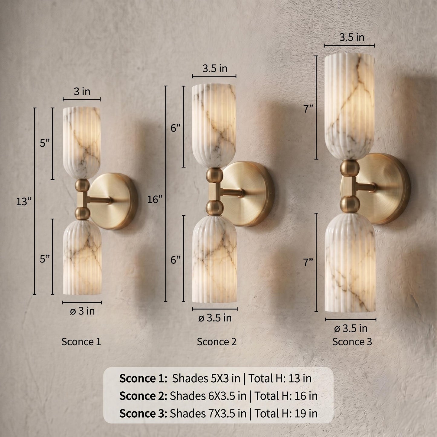 Fluted Alabaster Wall Sconce, Brass Wall Lamp, Modern Bathroom Vanity Light, Natural Stone Wall Fixture, Luxury Bedroom Sconce