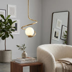 Sculptural Spiral Brass Pendant Light