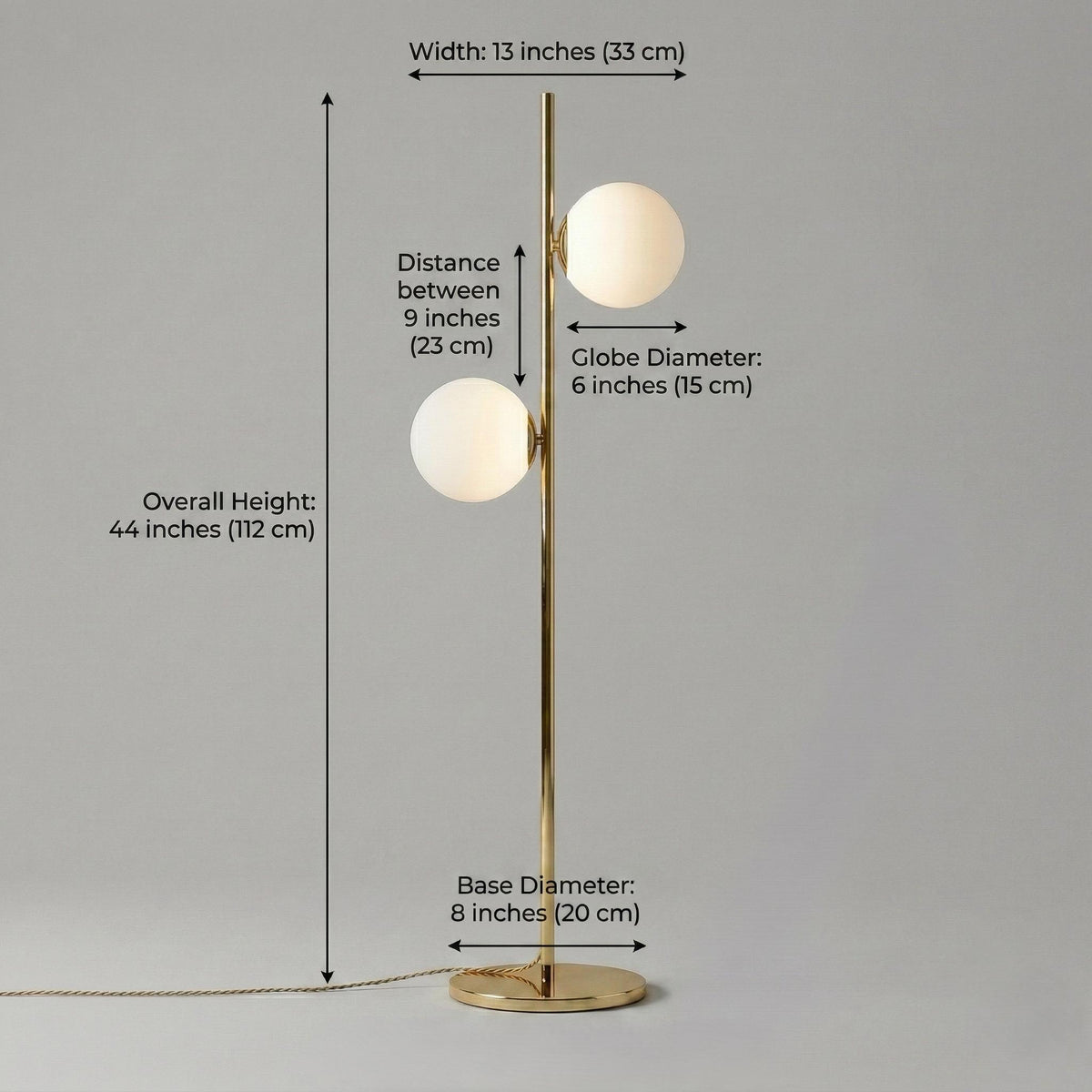Modern Brass Double Globe Floor Lamp