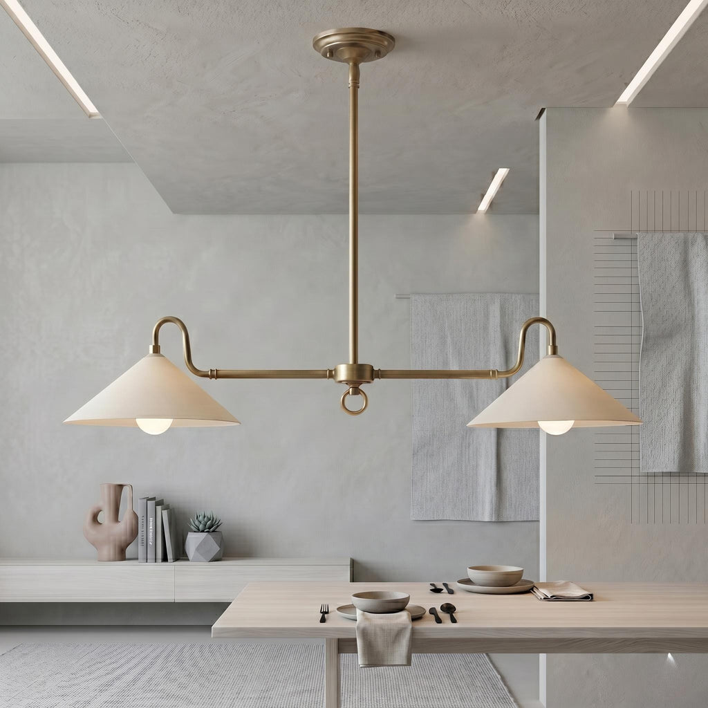 Dual Shade Brass Chandelier