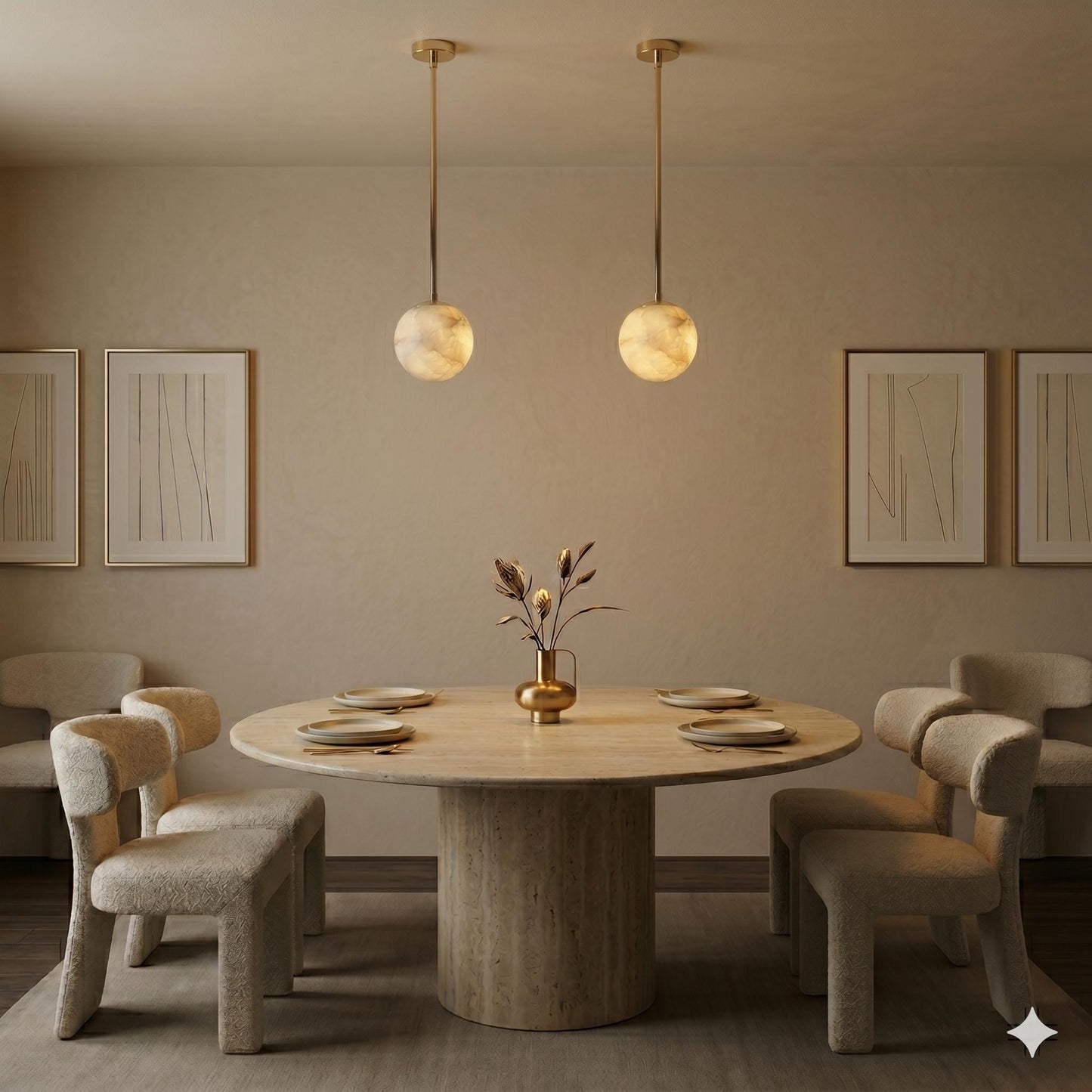 Alabaster Globe Pendant Light, Brass Hanging Lamp, Luxury Kitchen Island Lighting, Modern Stone Pendant, Custom Finish