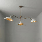 Mid Century Modern Brass 3-Arm Chandelier