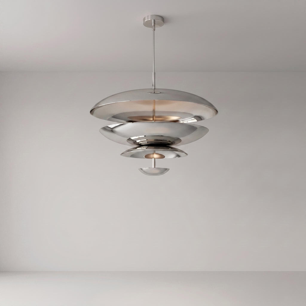 Modern Brass Tiered Chandelier