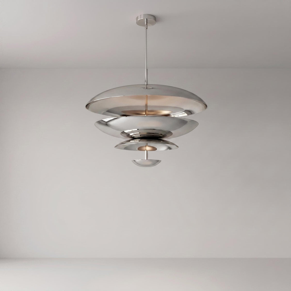 Modern Brass Tiered Chandelier
