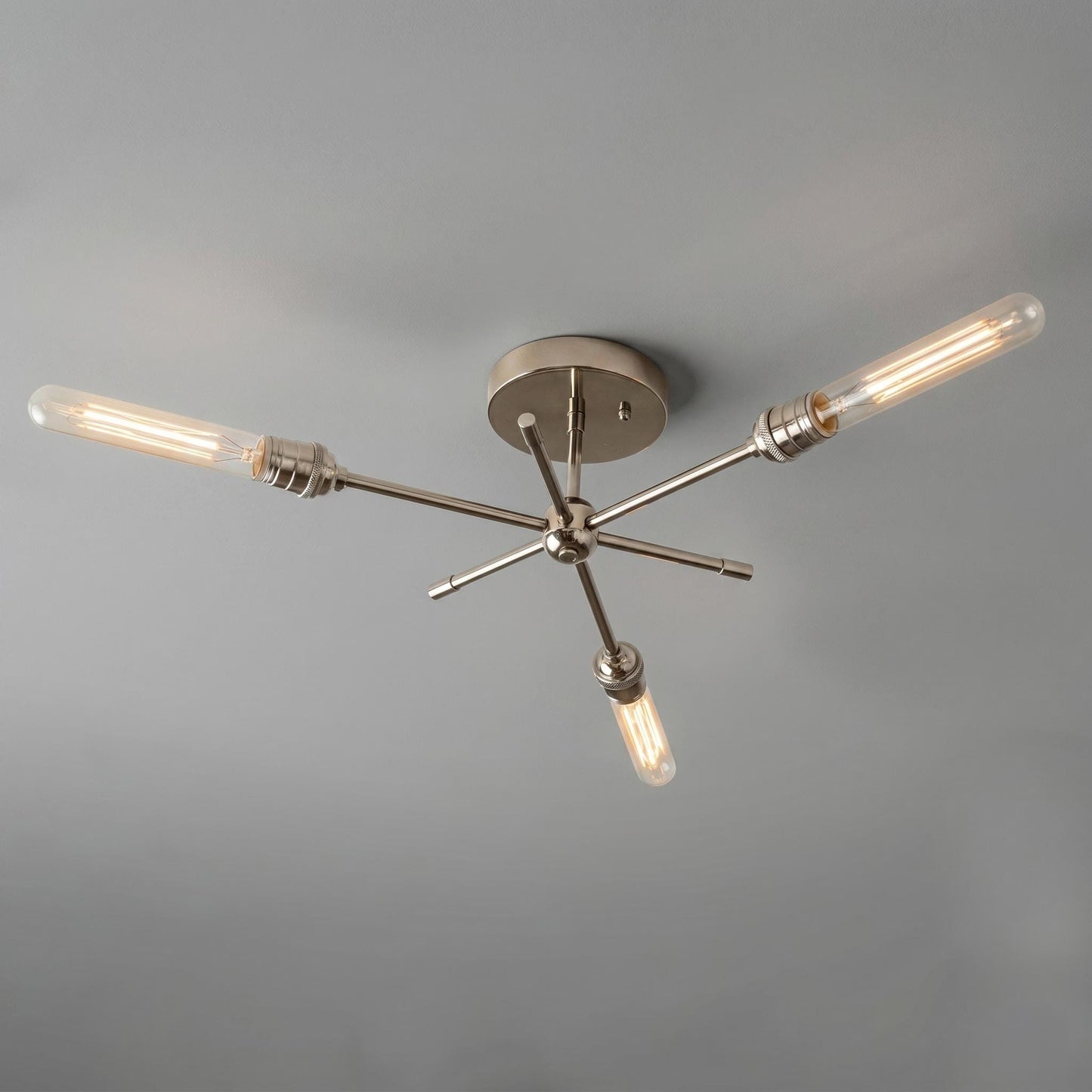 Modern Brass Sputnik Ceiling Light – 3-Light Mid-Century Starburst Fixture
