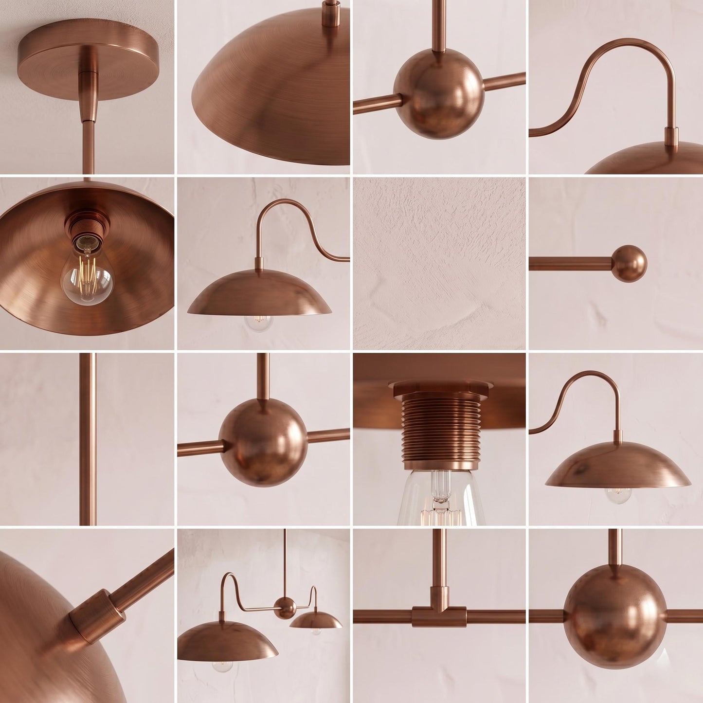 Solid Brass Linear Chandelier – Double Dome Pendant Light, Mid-Century Kitchen Island Fixture