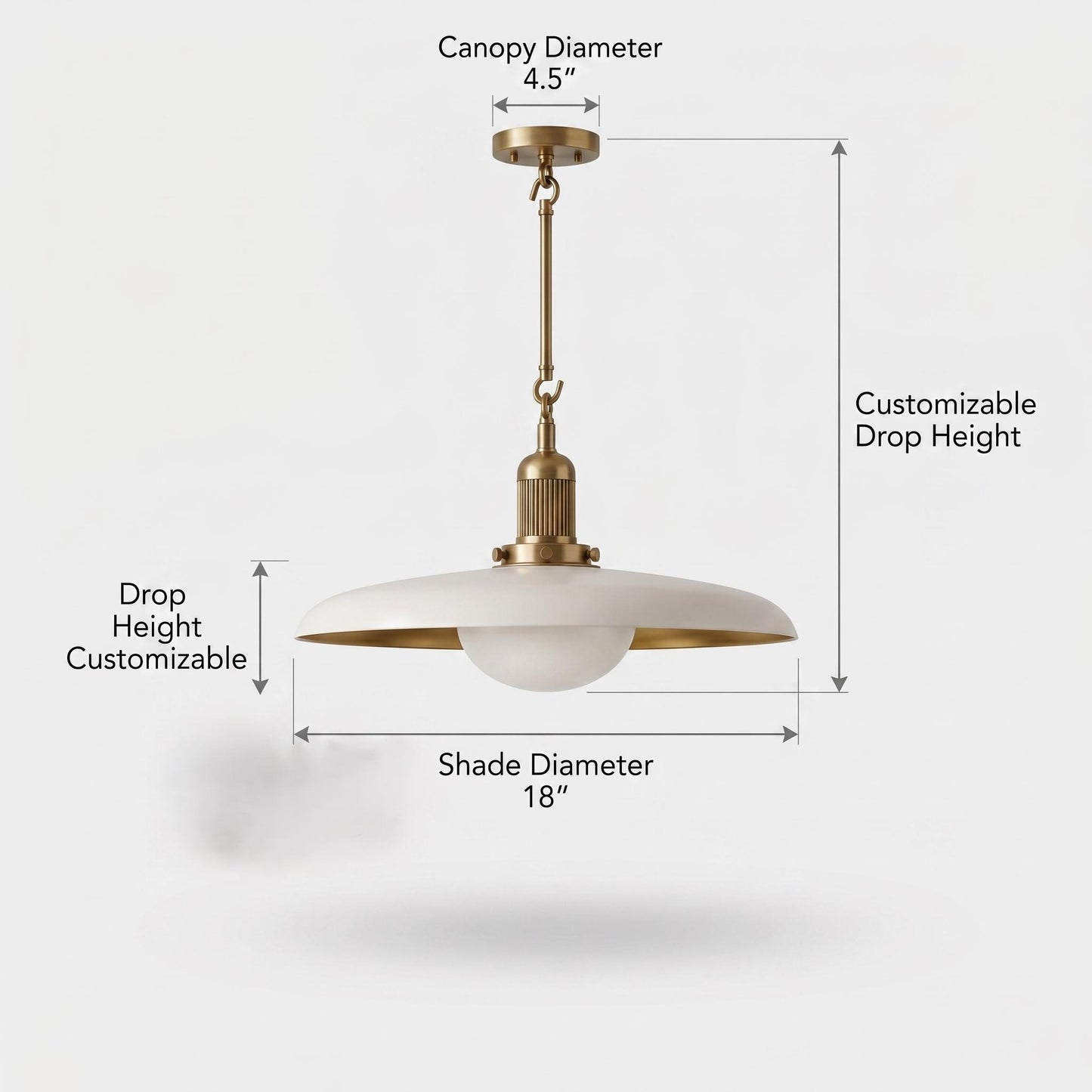 Antique Brass Pendant Light | Mid Century Drop Lamp | Brass Kitchen Island Hanging Light | Modern Dome Ceiling Pendant | Custom Drop Height