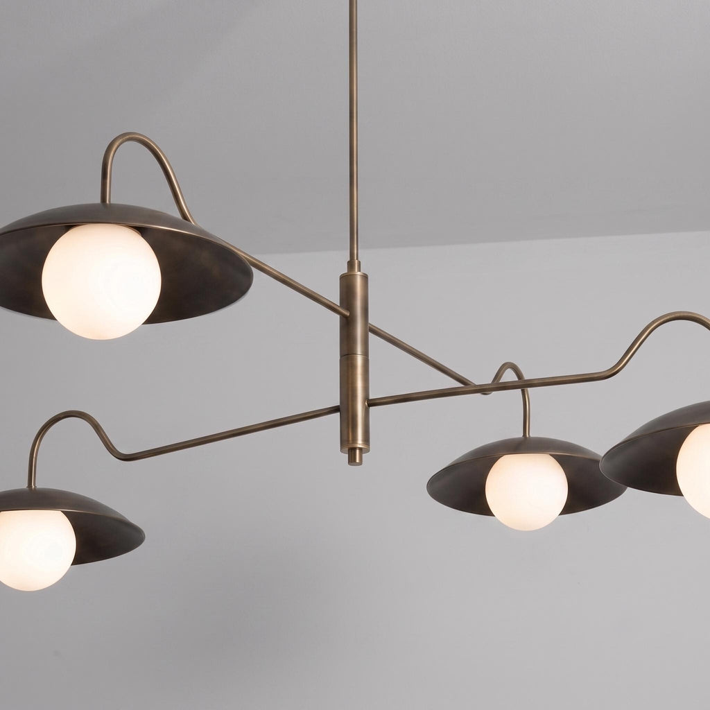 Modern Brass Swing Arm Chandelier