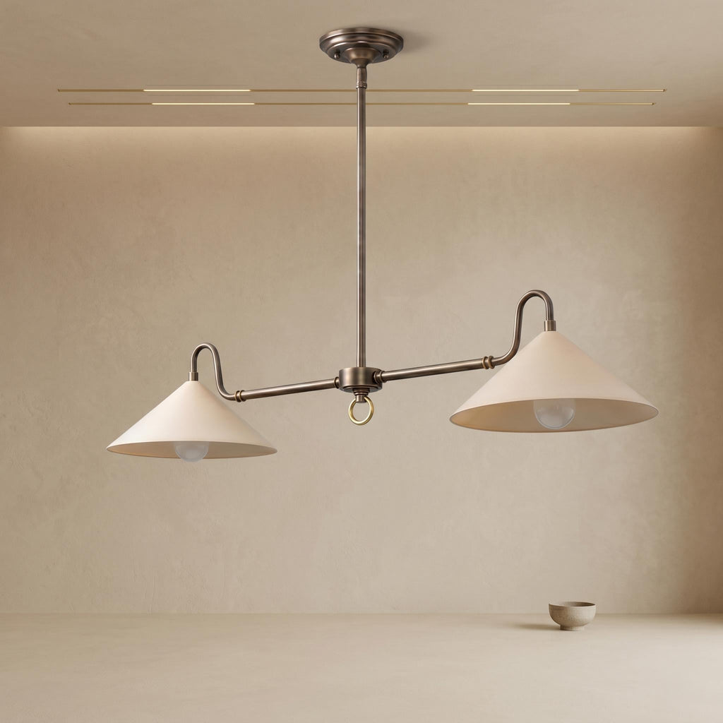 Dual Shade Brass Chandelier