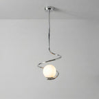 Sculptural Spiral Brass Pendant Light