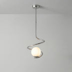 Sculptural Spiral Brass Pendant Light
