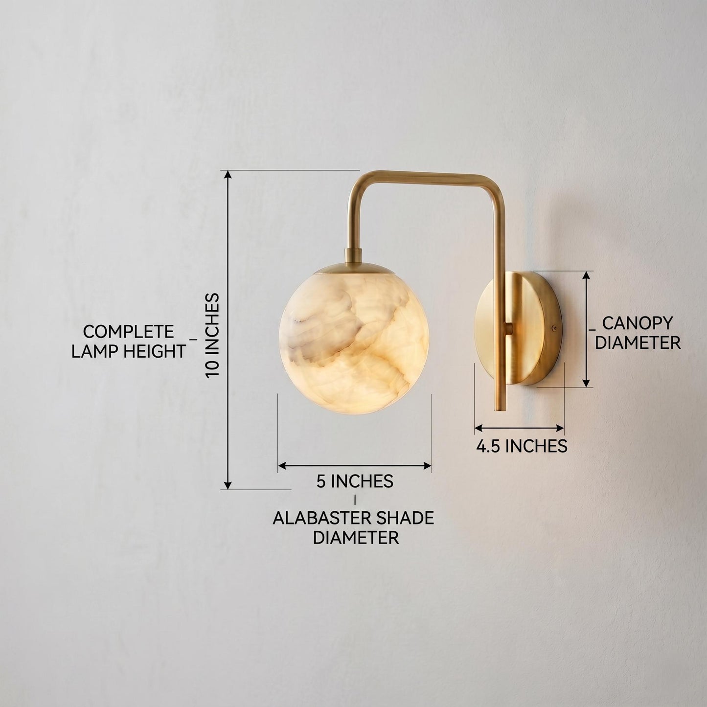 Alabaster Globe Wall Sconce, Brass Wall Light, Luxury Bathroom Vanity Light, Modern Stone Wall Fixture, Custom Finish
