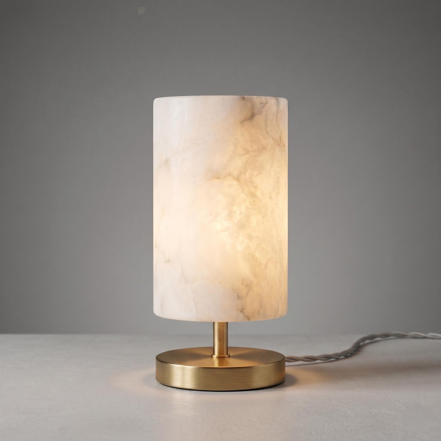 Natural Alabaster Table Lamp, Brass Bedside Lamp, Luxury Stone Desk Light, Modern Nightstand Lighting, Custom Finish