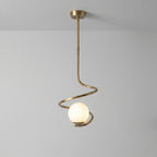 Sculptural Spiral Brass Pendant Light