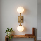 Minimal Brass Double Globe Sconce
