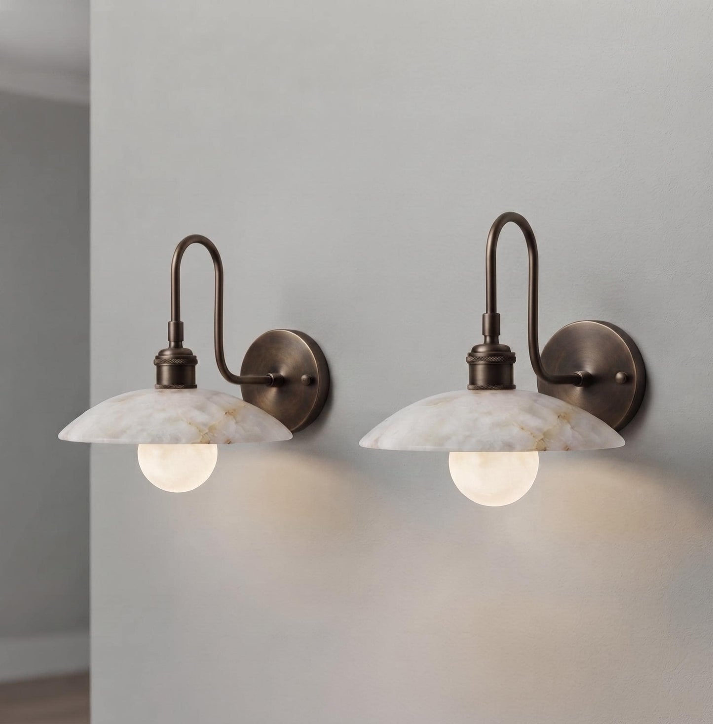 Alabaster Wall Sconce, Brass Wall Lamp, Modern Bathroom Vanity Light, Mid Century Wall Light, Luxury Bedroom Hallway Sconce