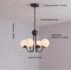 Modern Brass 4 Light Opal Glass Pendant