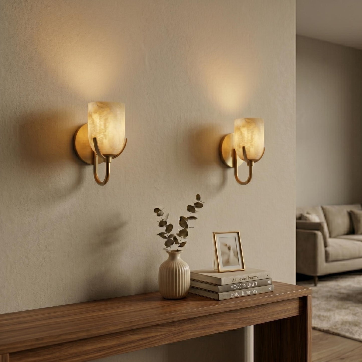 Alabaster Wall Sconce, Brass Wall Lamp, Modern Wall Light, Natural Stone Sconce, Bathroom Vanity Light, Luxury Bedroom Lighting Fixture