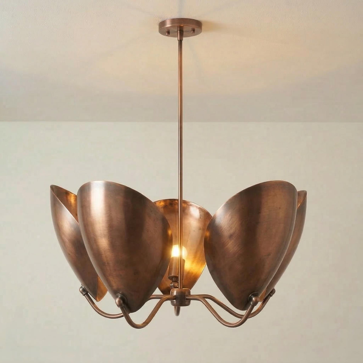 Handcrafted Brass Petal Chandelier