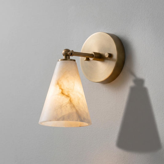 Modern Alabaster Wall Sconce, Brass Wall Light, Luxury Marble Wall Lamp, Bedroom Bedside Sconce, Bathroom Vanity Light, Handmade Lighting