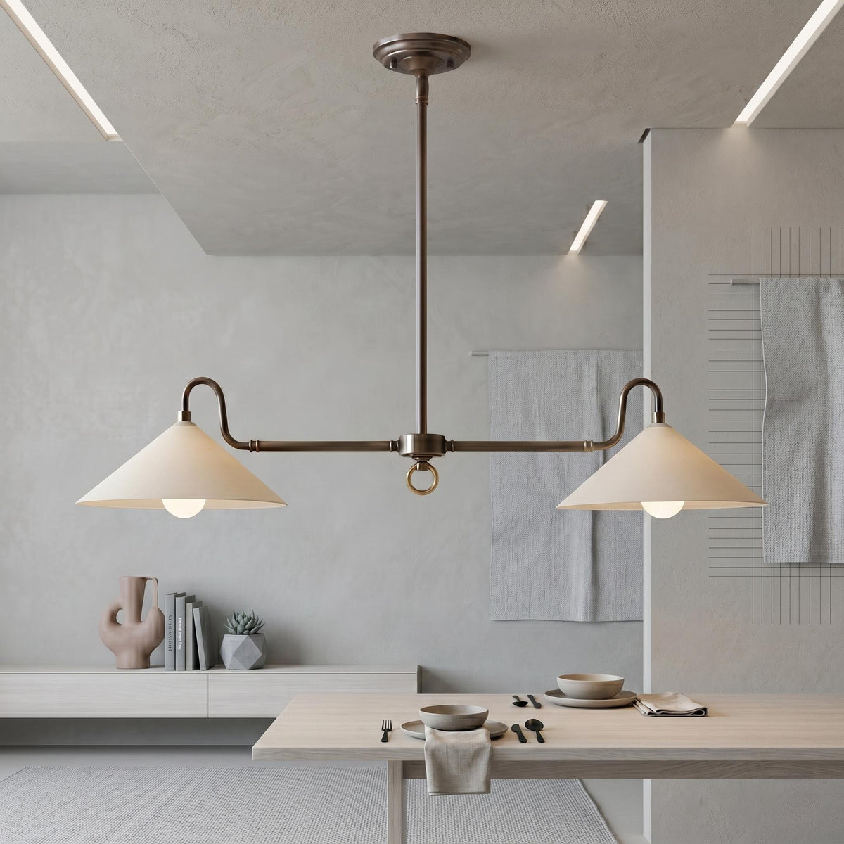 Dual Shade Brass Chandelier