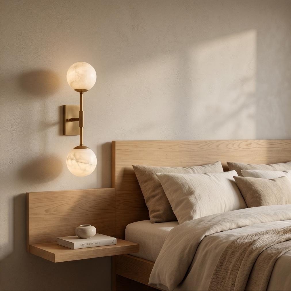 Alabaster Globe Wall Sconce, Double Brass Wall Light, Luxury Bathroom Vanity Light, Modern Stone Wall Fixture