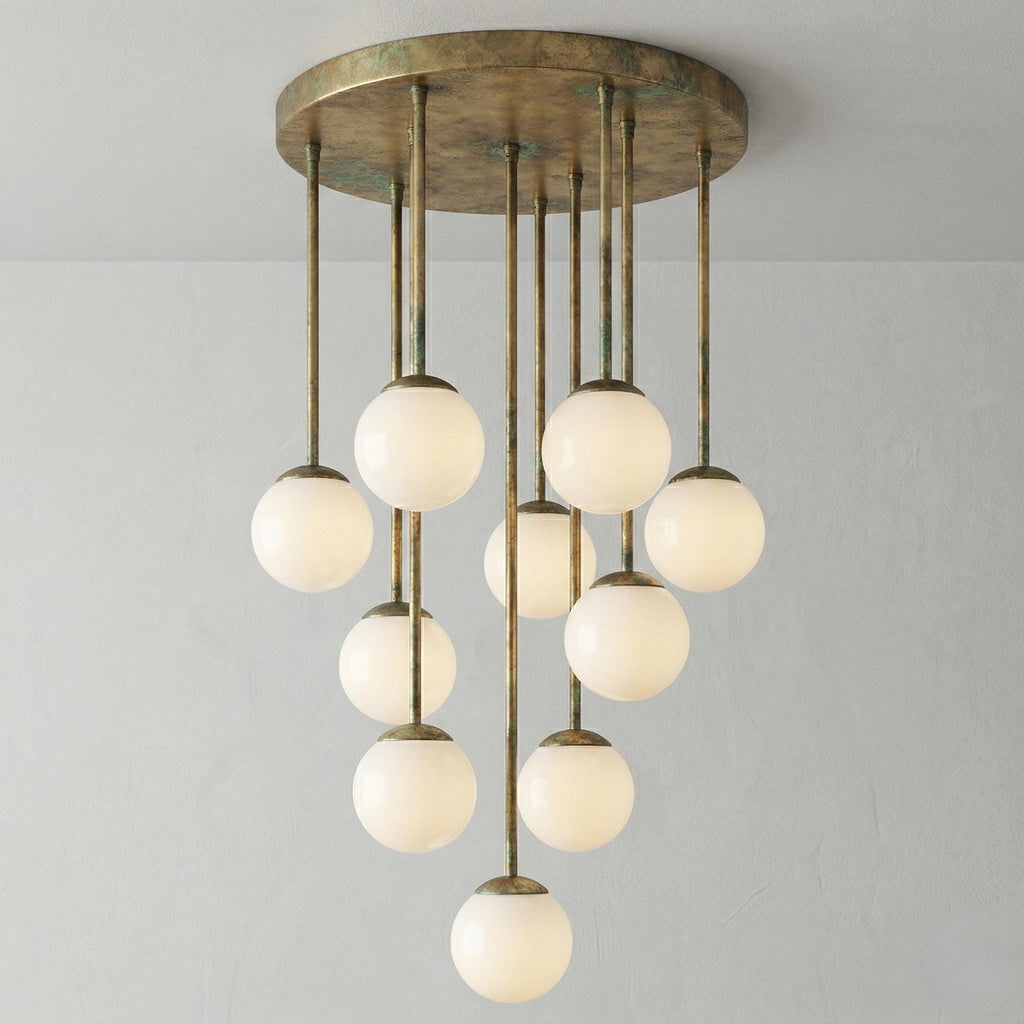 Large Brass Cluster Chandelier
