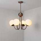 Modern Brass 4 Light Opal Glass Pendant