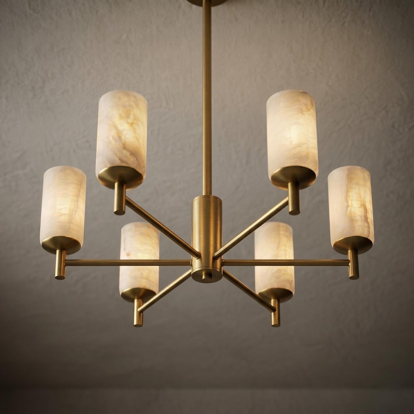6 Light Alabaster Chandelier, Brass Ceiling Light, Modern Dining Room Chandelier, Luxury Alabaster Lighting, Custom Finish