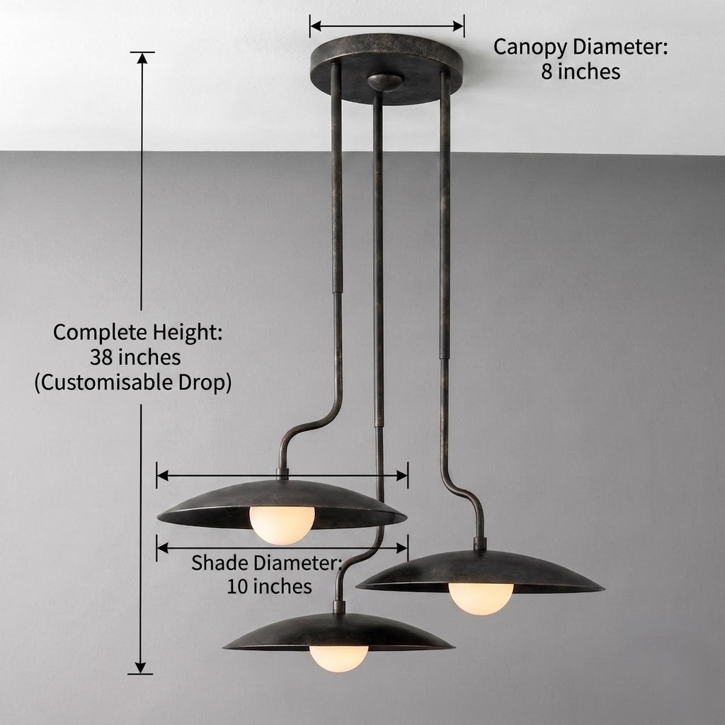 Modern Brass 3 Light Chandelier