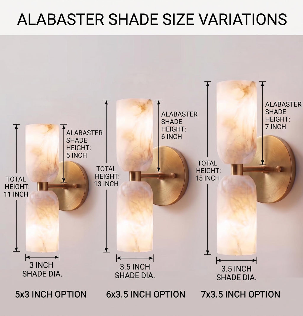 Alabaster Stone Double Cylinder Marble Sconce