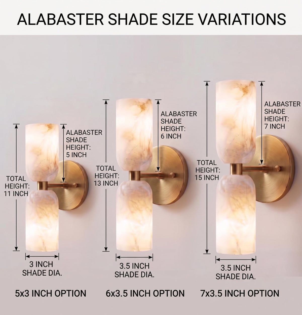 Alabaster Stone Double Cylinder Marble Sconce