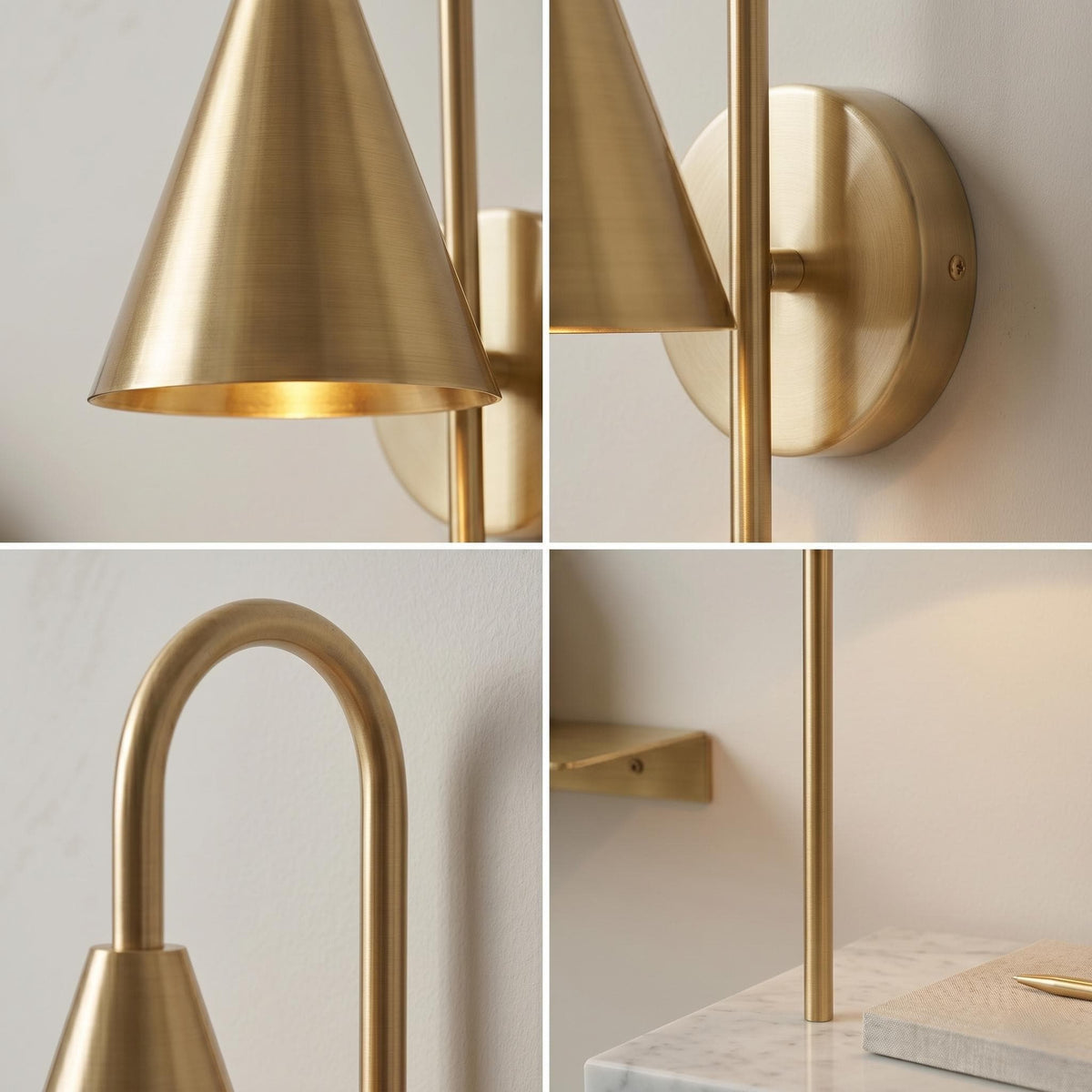 Modern Brass Cone Wall Sconce