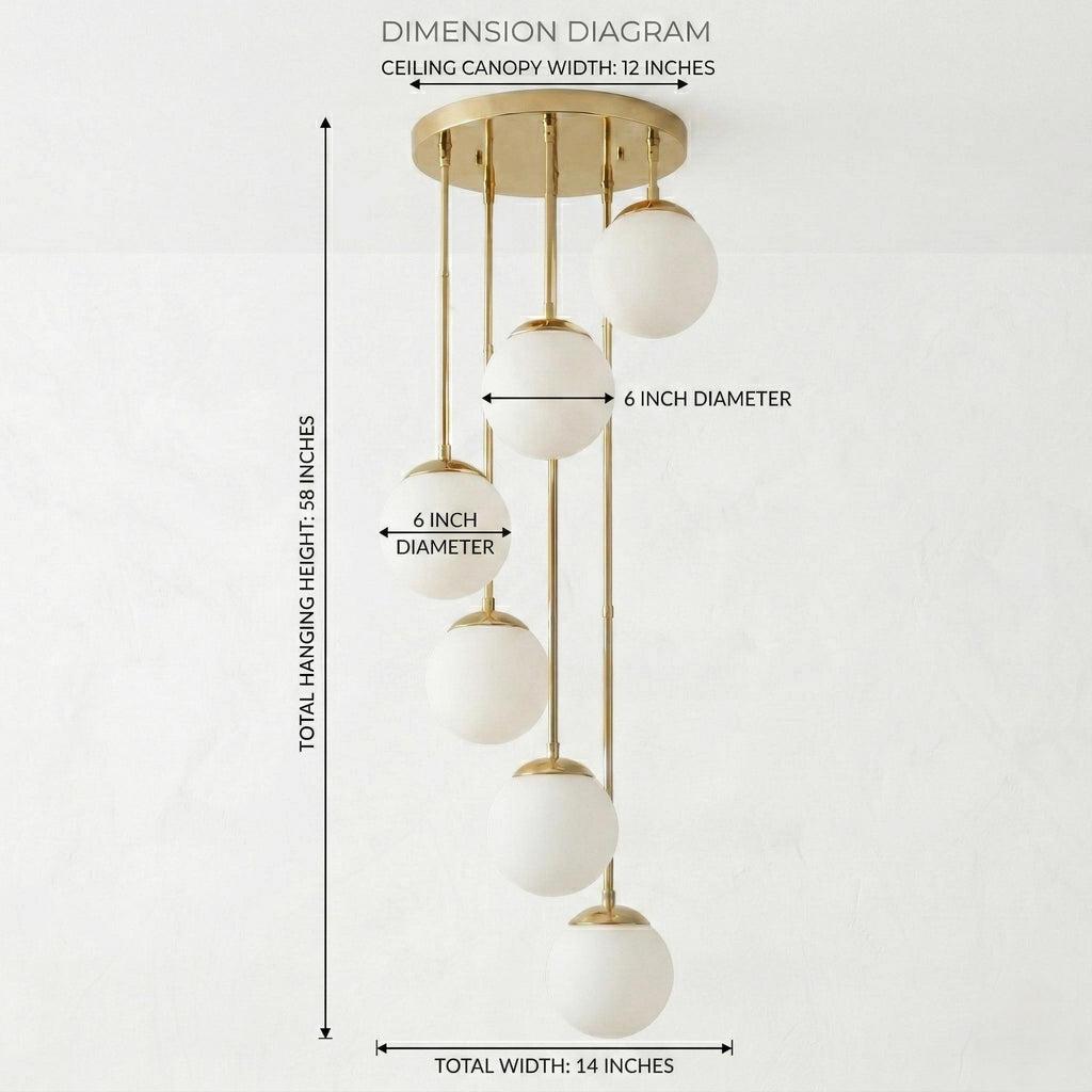 Modern Brass Globe Chandelier