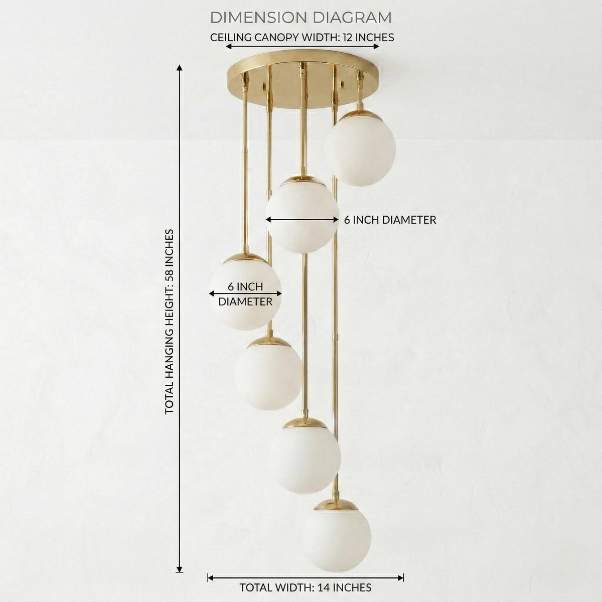 Modern Brass Globe Chandelier