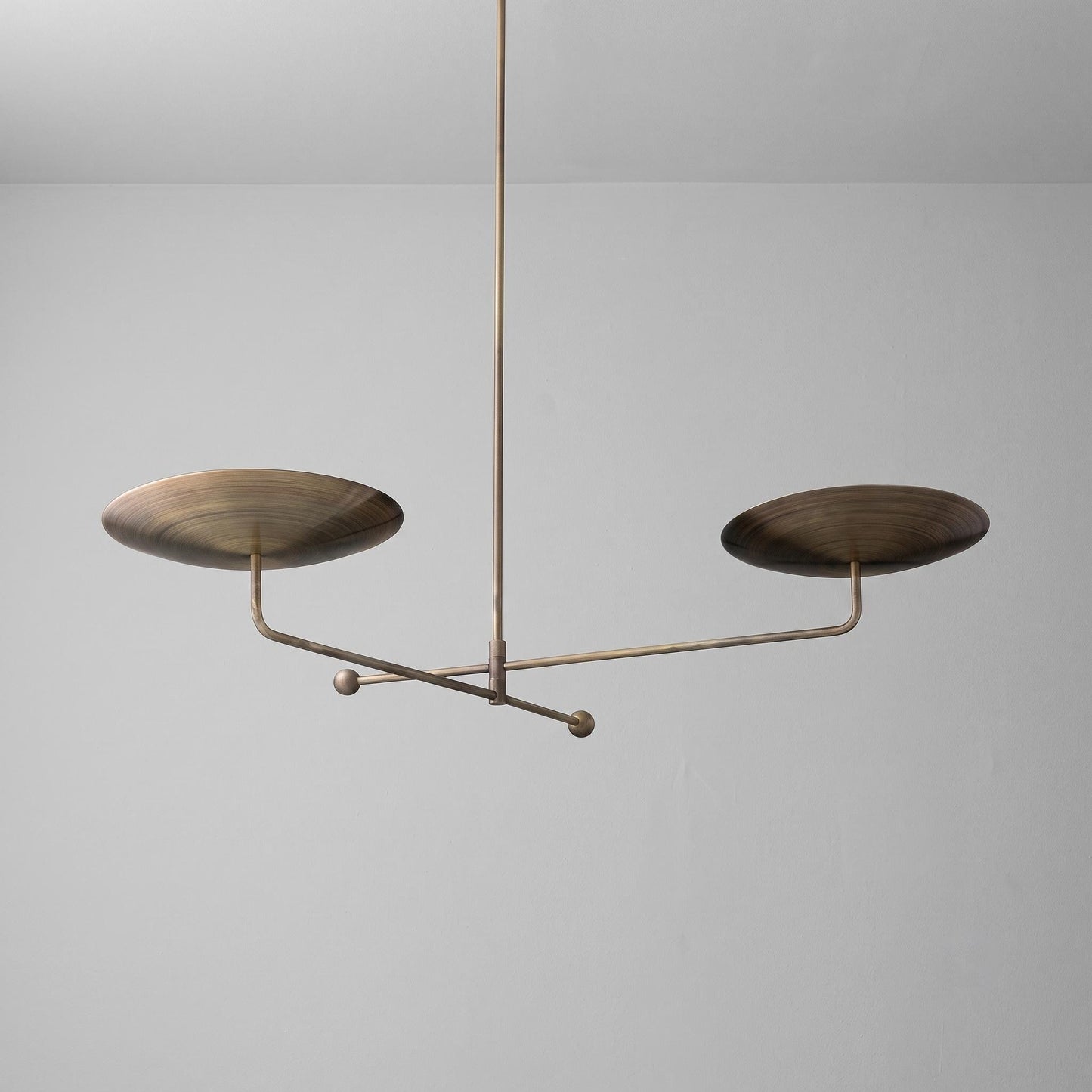 Modern Brass Swing Arm Chandelier, Adjustable 2 Light Brass Pendant, Minimalist Linear Ceiling Light, Dining Room Island Fixture