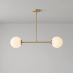 Modern Brass Double Globe Ceiling Light
