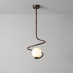Sculptural Spiral Brass Pendant Light