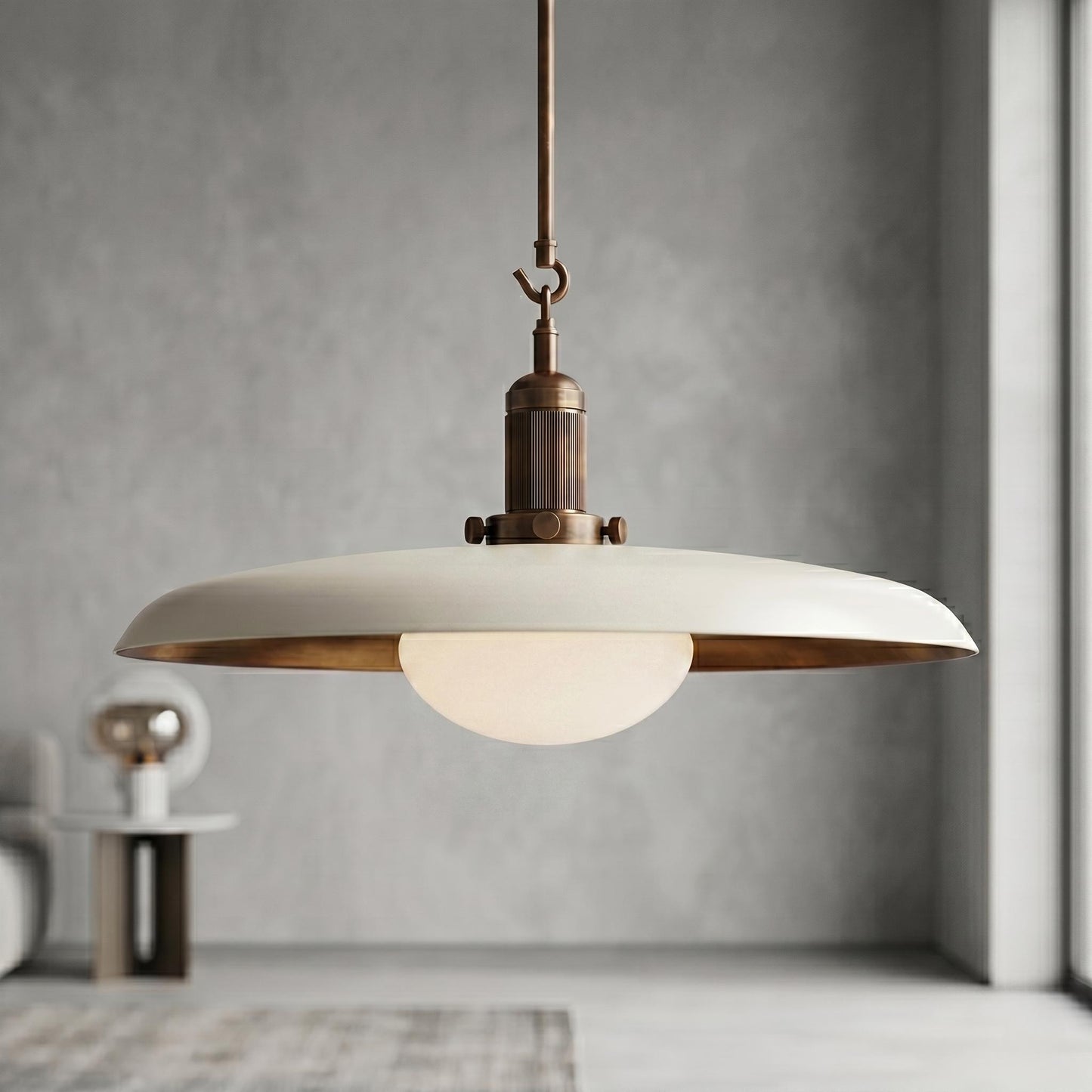 Antique Brass Pendant Light | Mid Century Drop Lamp | Brass Kitchen Island Hanging Light | Modern Dome Ceiling Pendant | Custom Drop Height