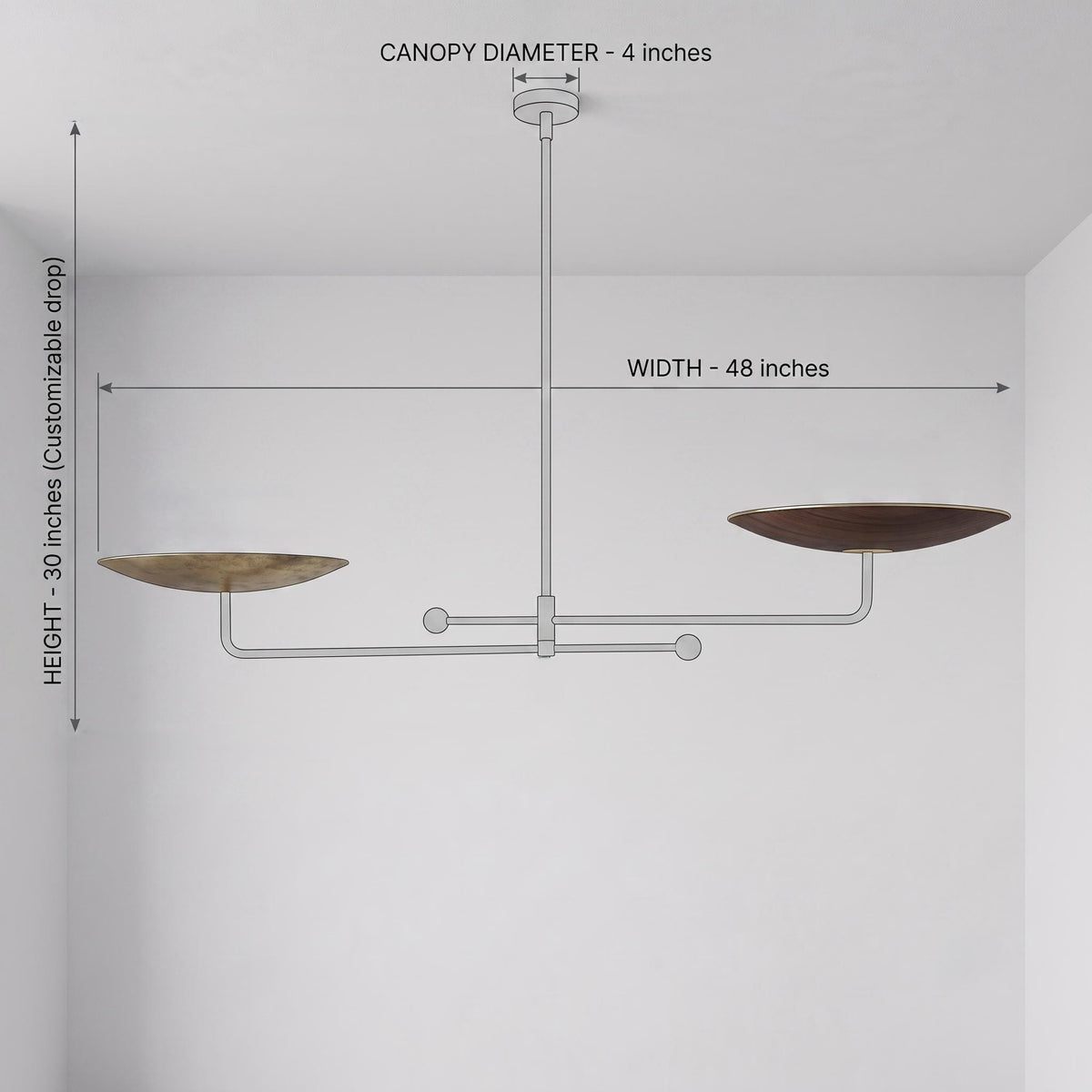 Modern Brass Swing Arm Chandelier