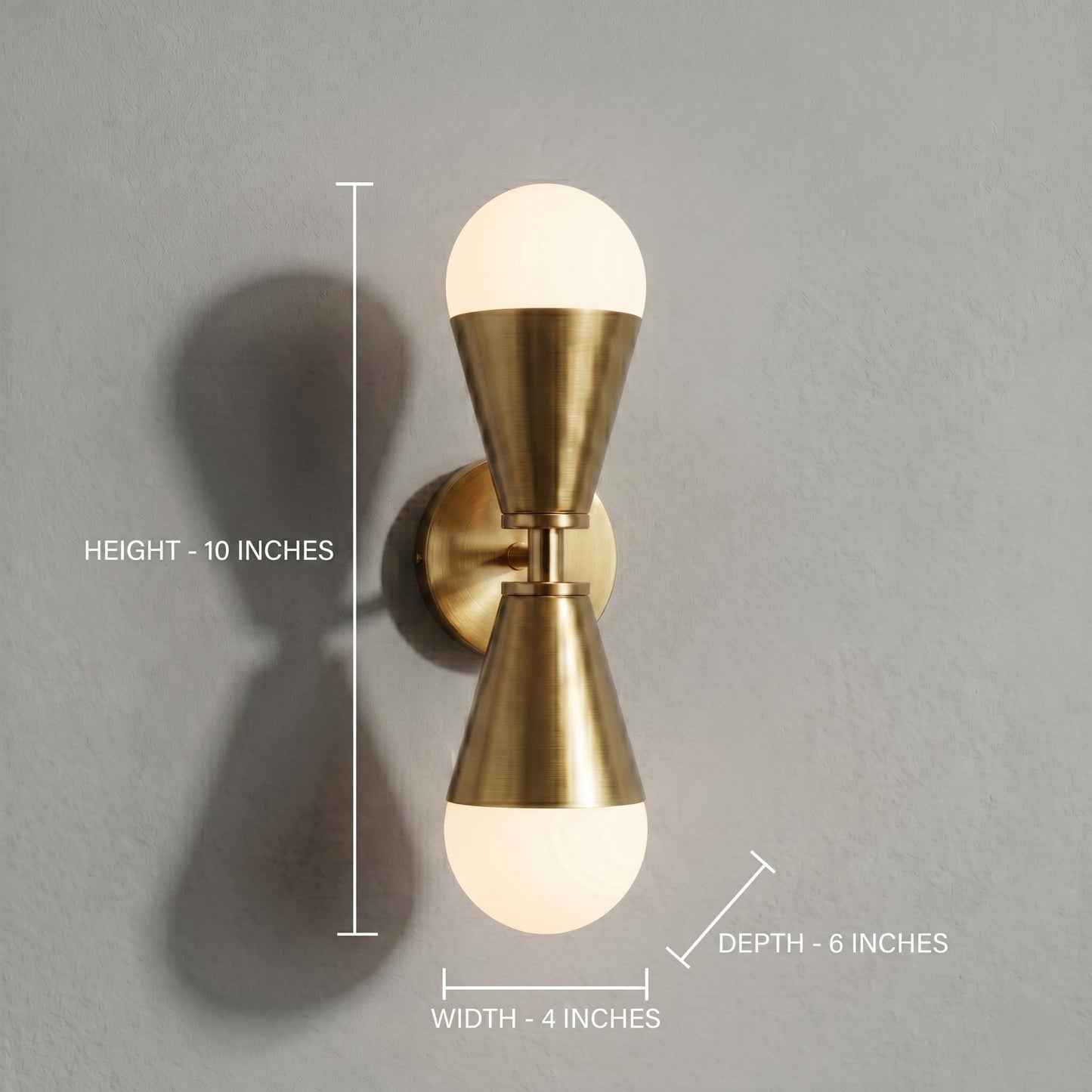 Modern Brass Double Sconce – Frosted Glass Globe Wall Lamp – Mid Century Lighting