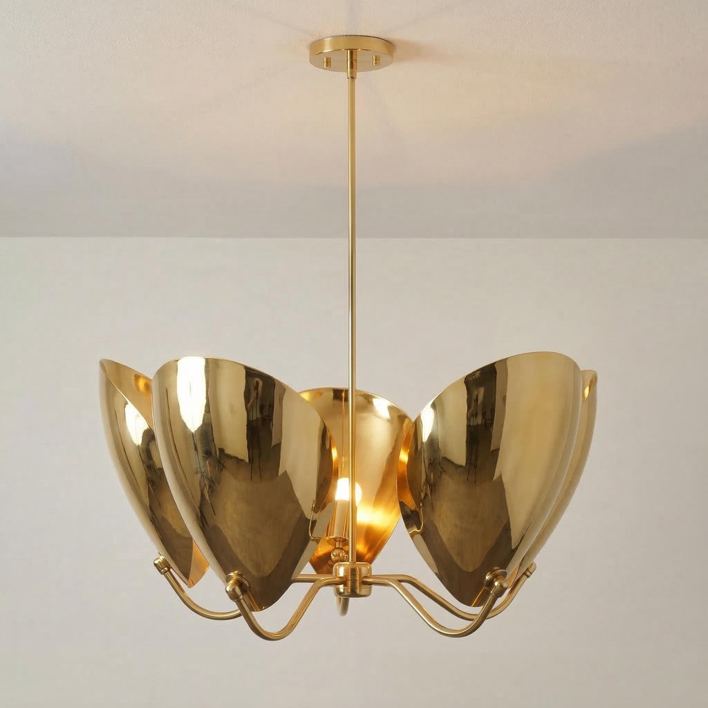 Handcrafted Brass Petal Chandelier