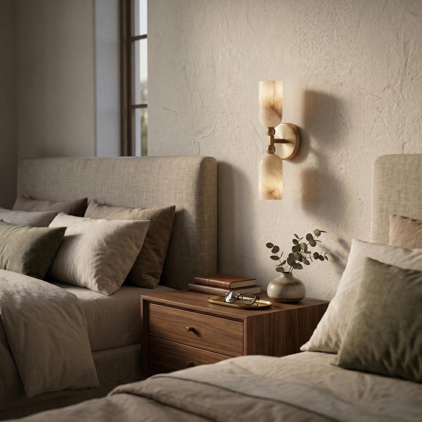 Natural Alabaster Wall Sconce, Brass Wall Light, Luxury Bathroom Vanity Light, Modern Wall Fixture, Custom Finish Lighting
