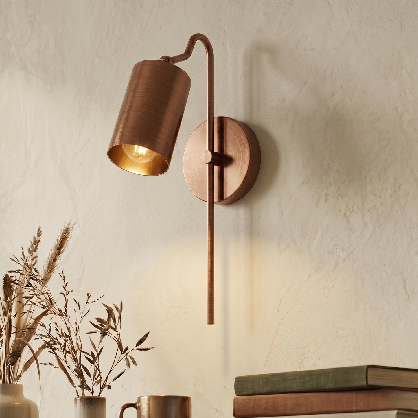 Modern Brass Adjustable Wall Sconce – Cylinder Shade Reading Light