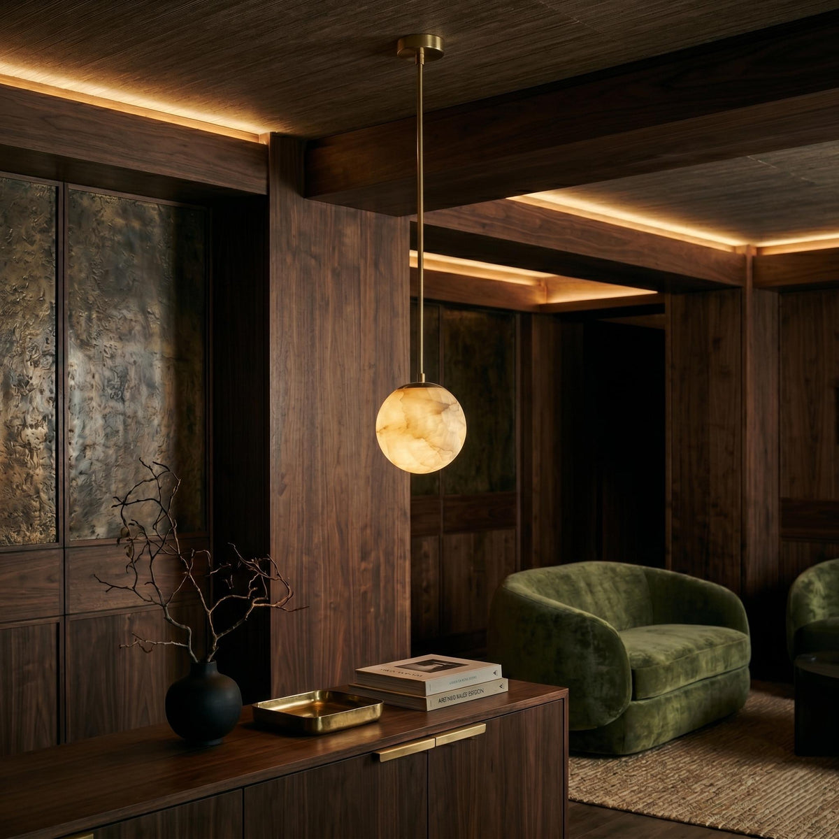 Alabaster Globe Pendant Light