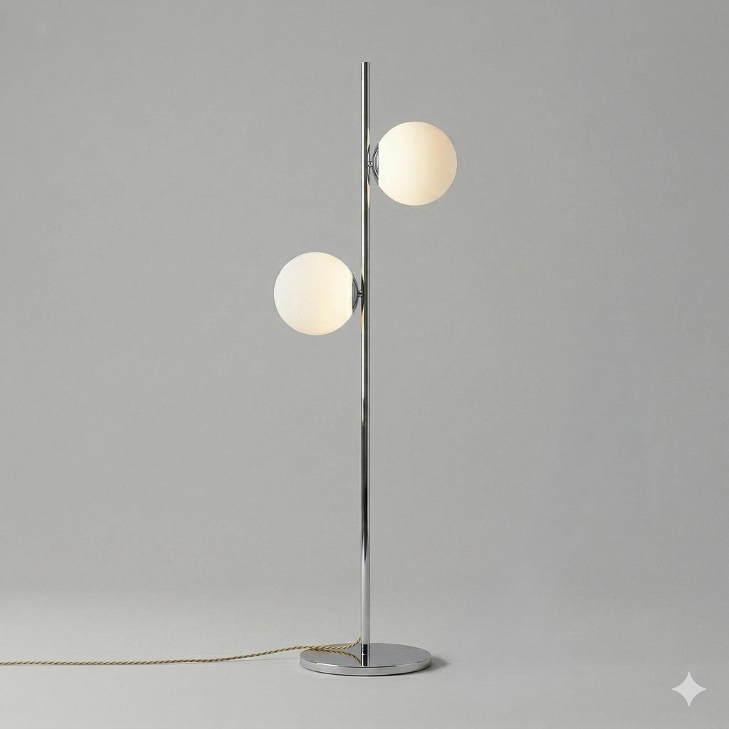 Modern Brass Double Globe Floor Lamp