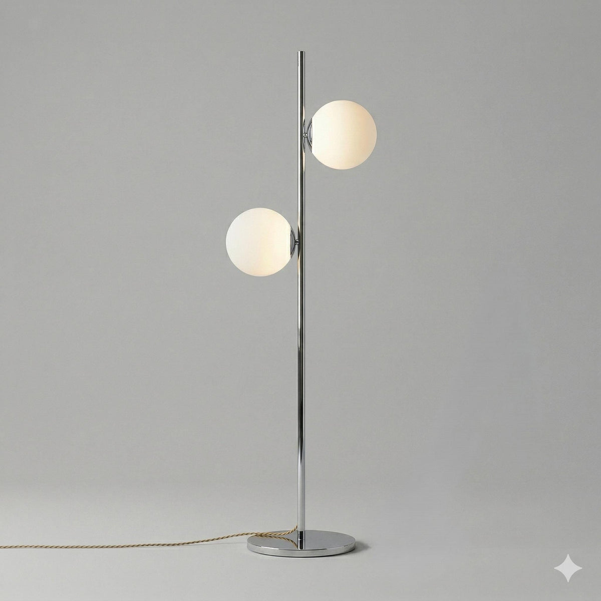 Modern Brass Double Globe Floor Lamp