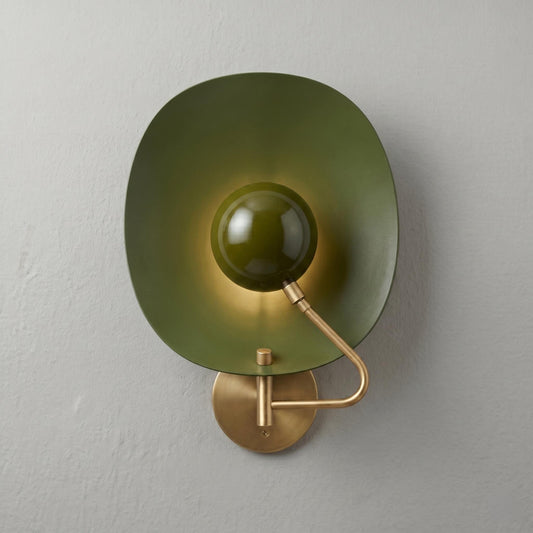 Brass Halo Sconce – Sculptural Mid-Century Modern Wall Light, Ambient Glow Lamp