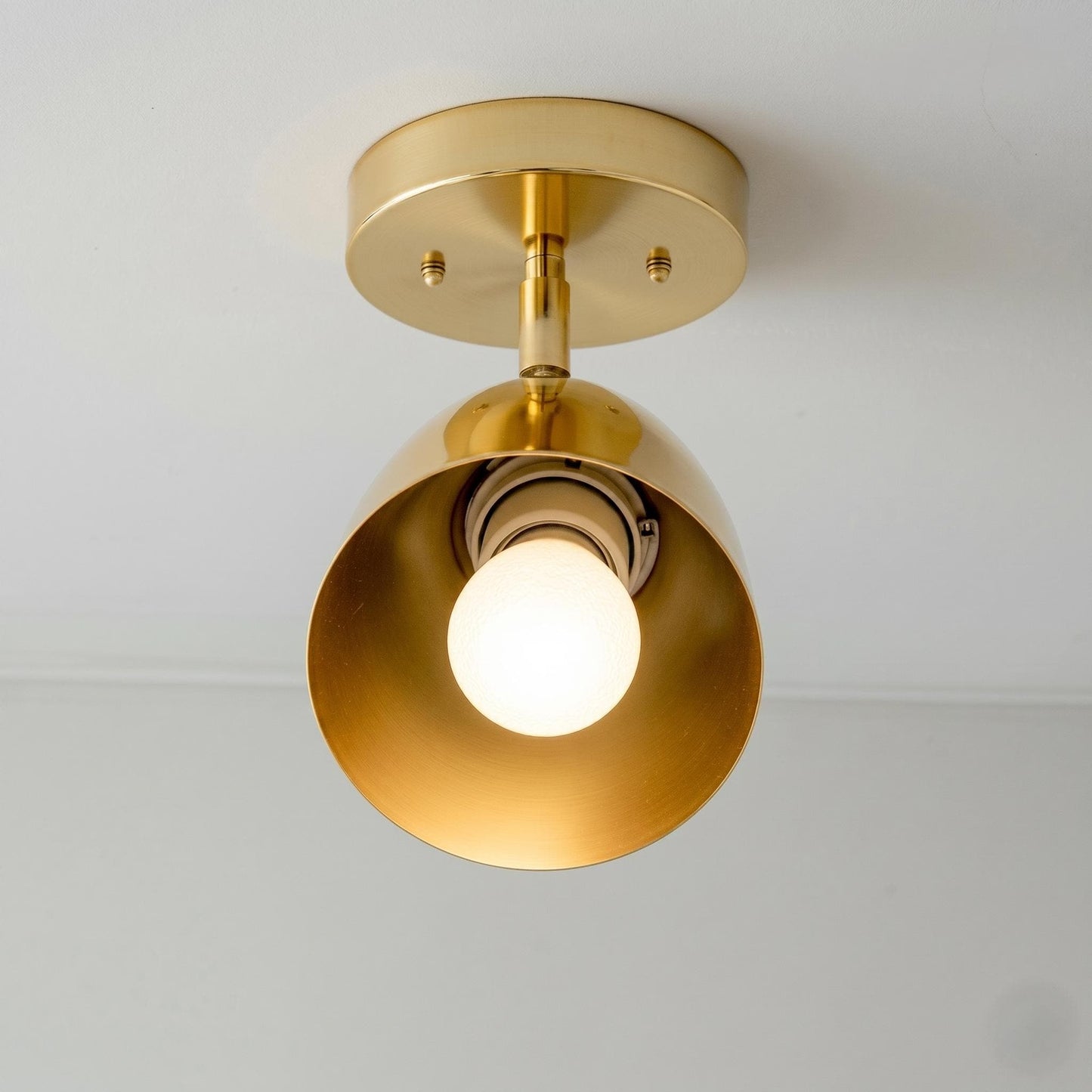 Modern Brass Spotlight Ceiling Light – Adjustable Flush Mount Fixture – Minimalist Gold Lamp